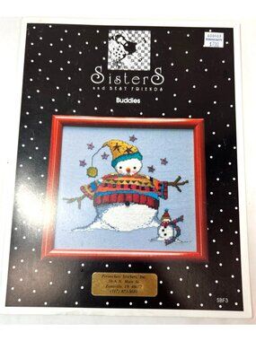 RARE Sisters "Buddies" Cross Stitch Pattern For Holiday Decor